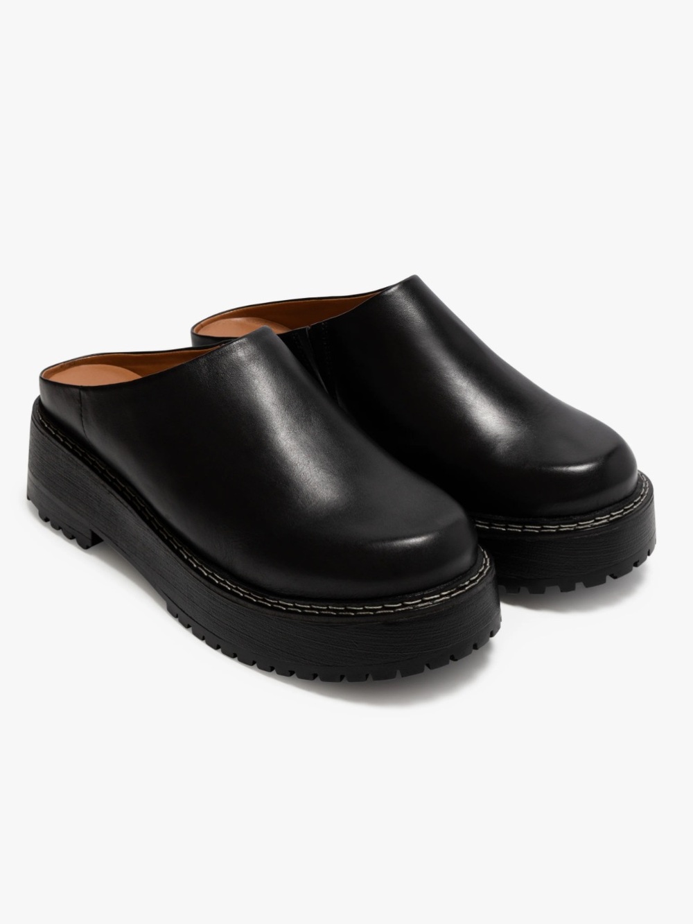 Lisa Says Gah Lena Chunky Mule by Matisse - Black Leather Platform Mule Clogs 8